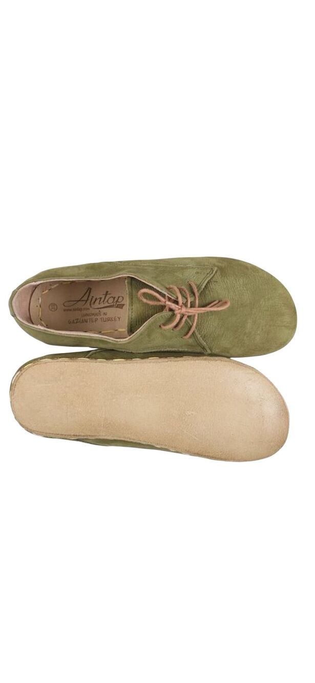 Aintap Handmade Turkish Oxford Barefoot | Green Nubuck | Sabah
